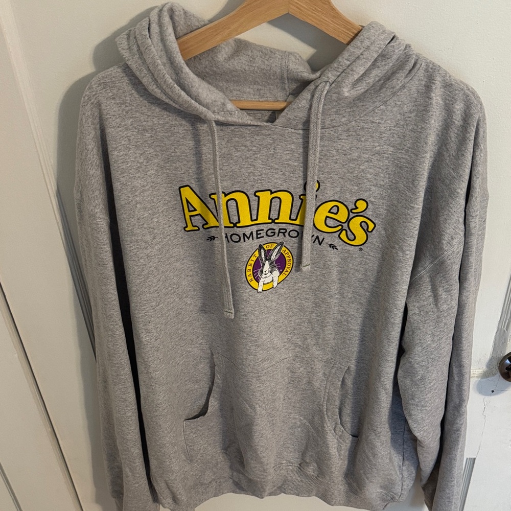 Annie's Gray Sweatshirt with Yellow and Purple Logo